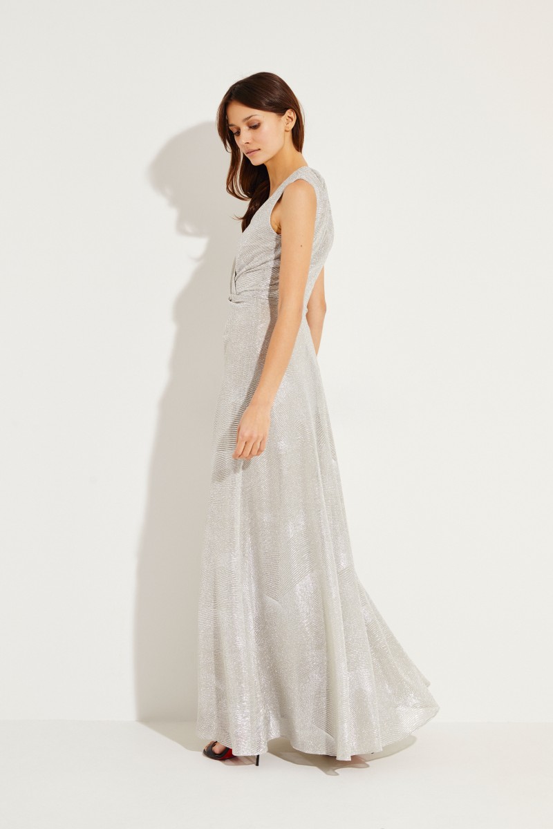 Langes Abendkleid Silber