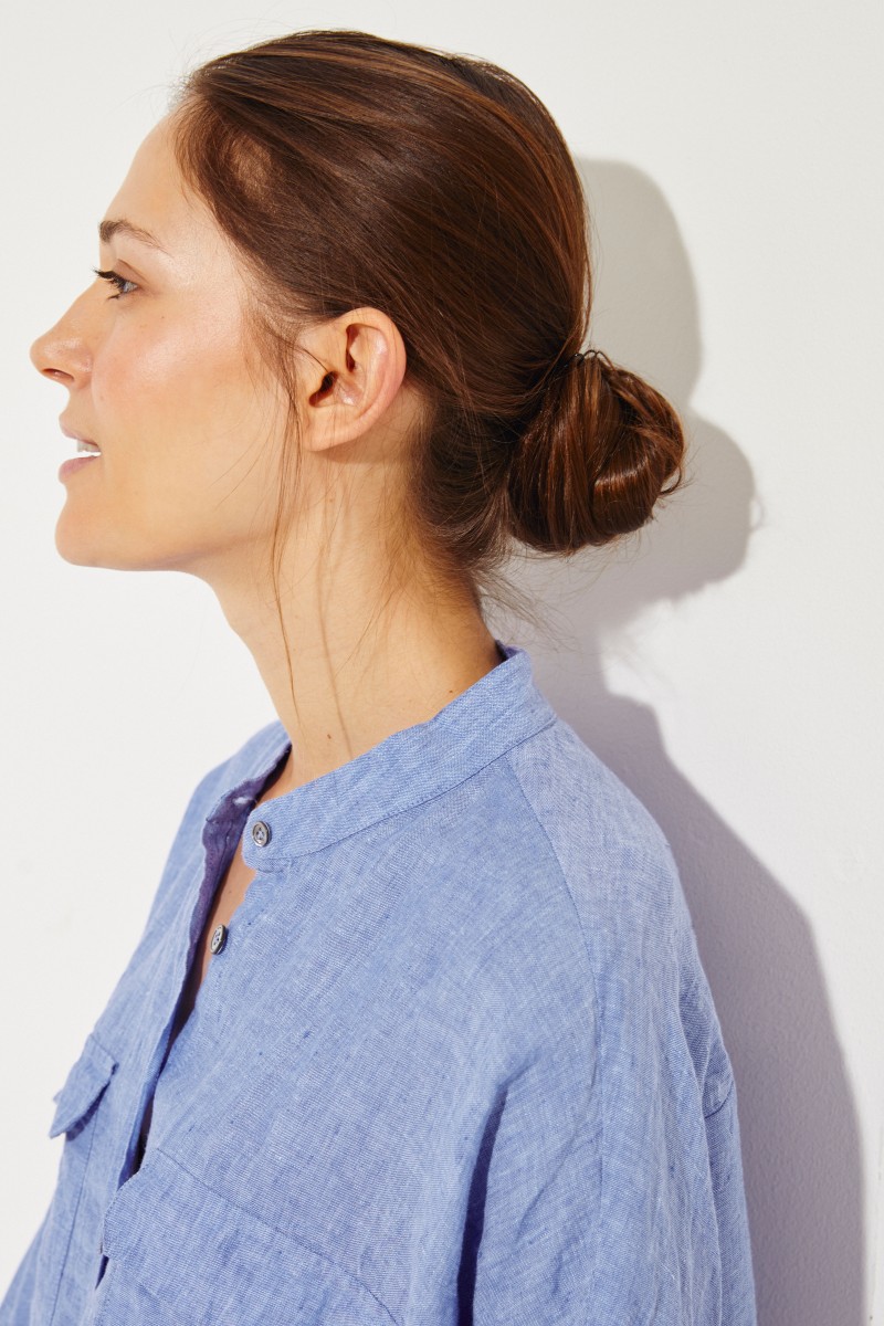 Oversize Leinenbluse 'Sandyl' Blau