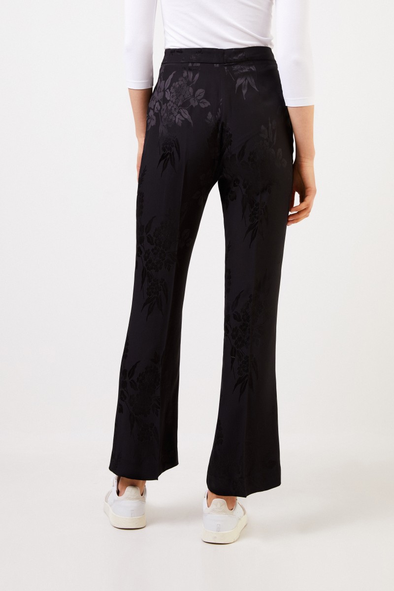 Etro Seidenhose mit floralem Muster Schwarz