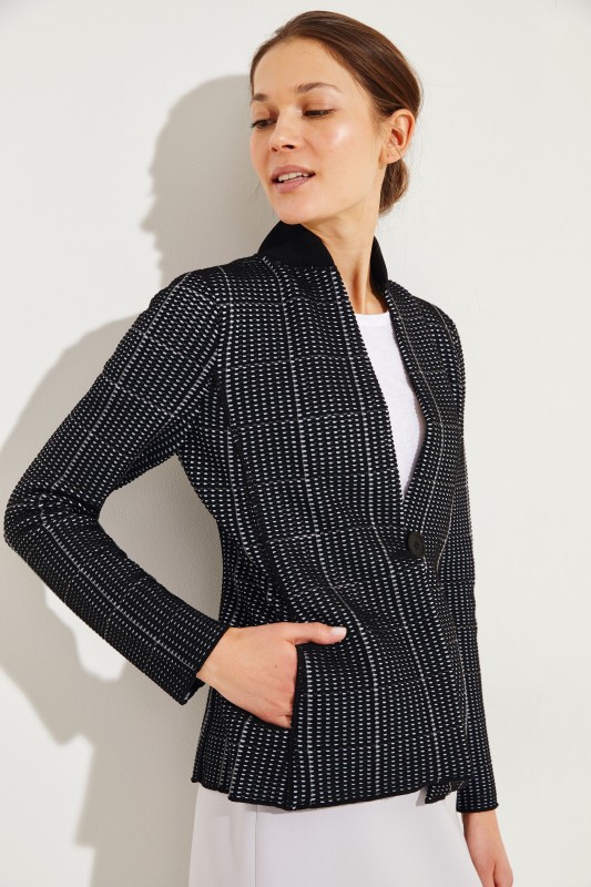 Strick-Blazer Schwarz/Blau