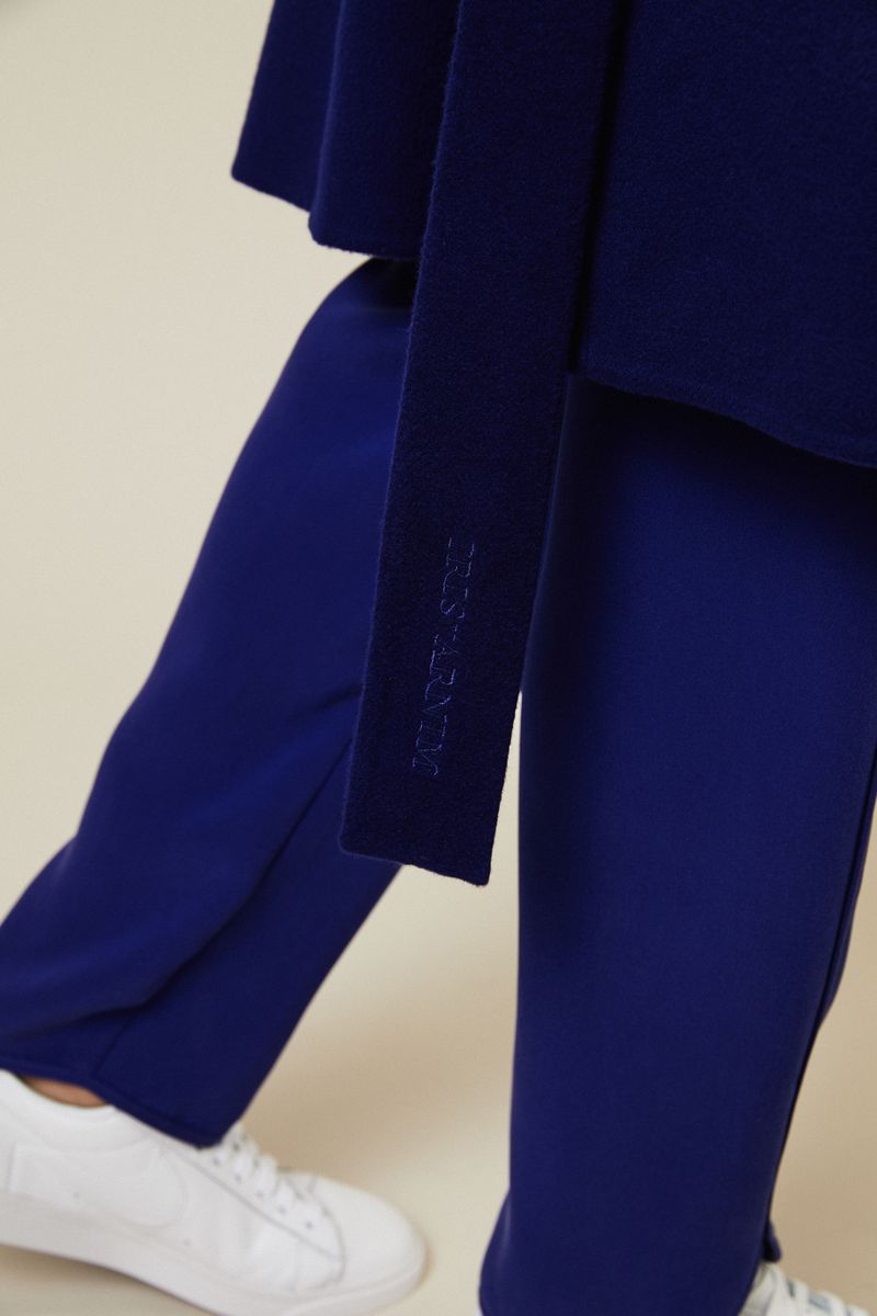 Cashmere-Mantel 'Bateau' Royalblau