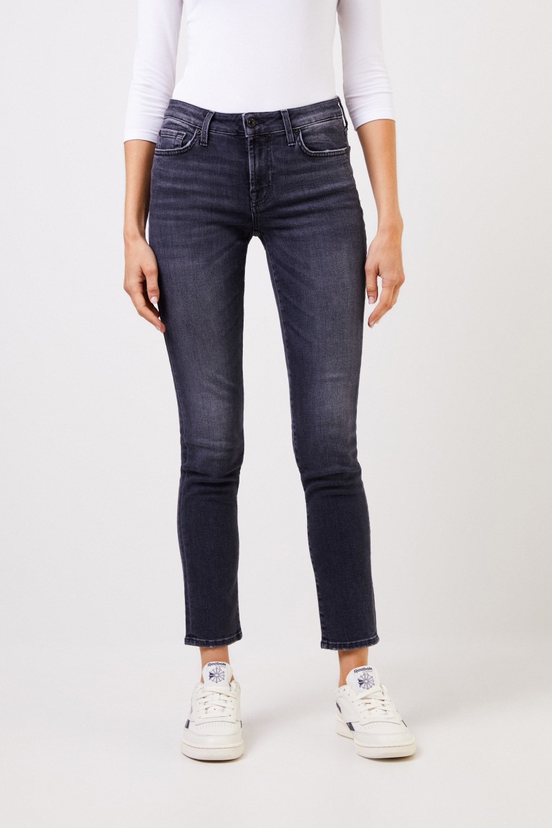Skinny-Jeans 'Pyper Cropped' Grau