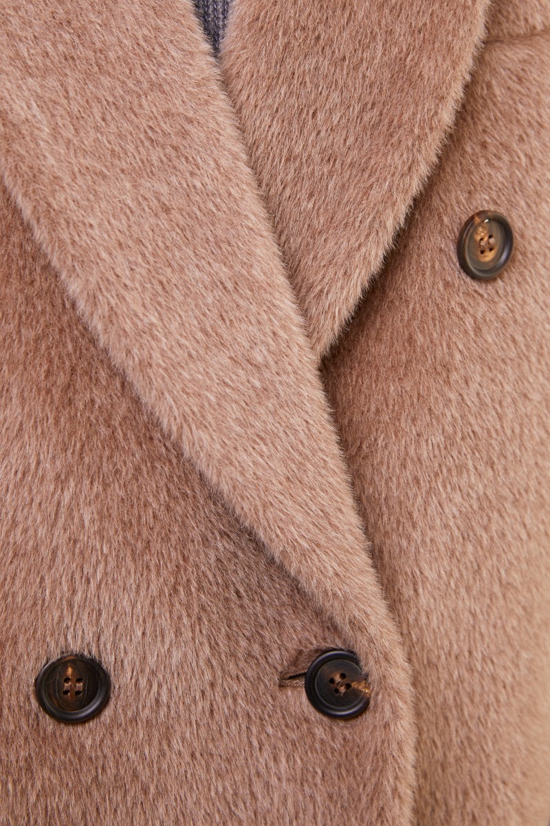 Brunello Cucinelli Alpaca-Woll-Mantel Hellbraun