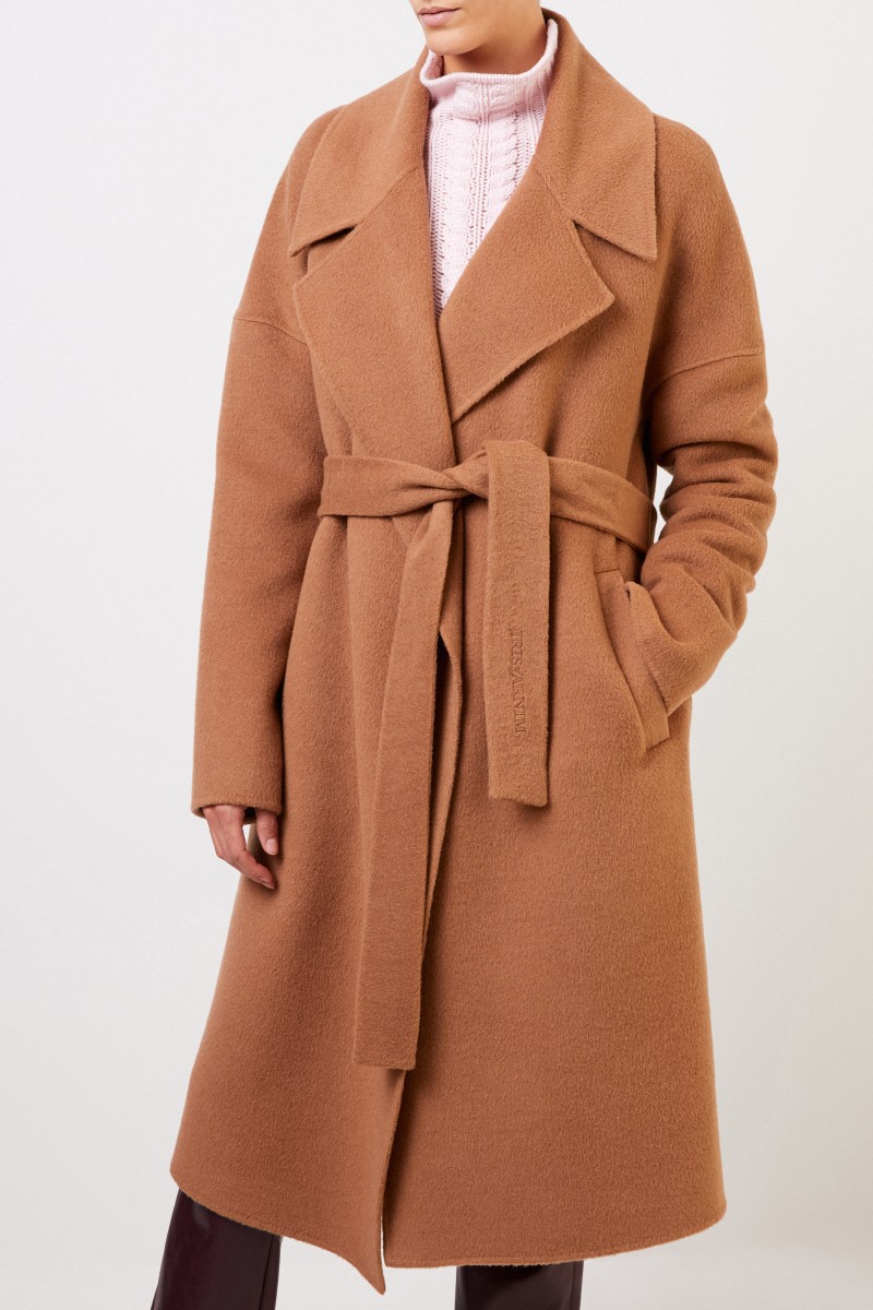 Woll-Alpaca-Mantel 'Benita' mit Gürtel Camel