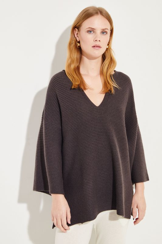Oversize Woll-Cashmere-Pullover Braun
