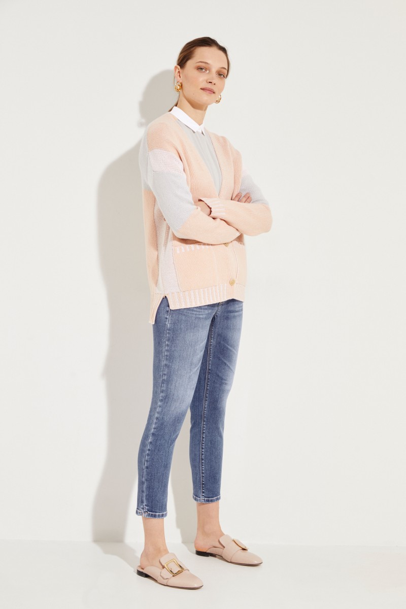 Cashmere-Cardigan 'Marieta' Rosé/Grau