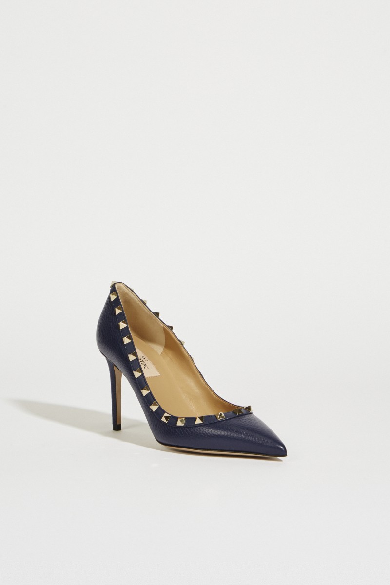 Nietenbesetzte Pumps 'Rockstud' Marineblau