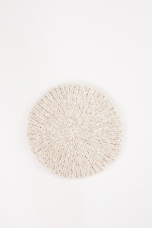 Handstrick-Baskenmütze 'Aloys' aus Cashmere Ecru/Natur