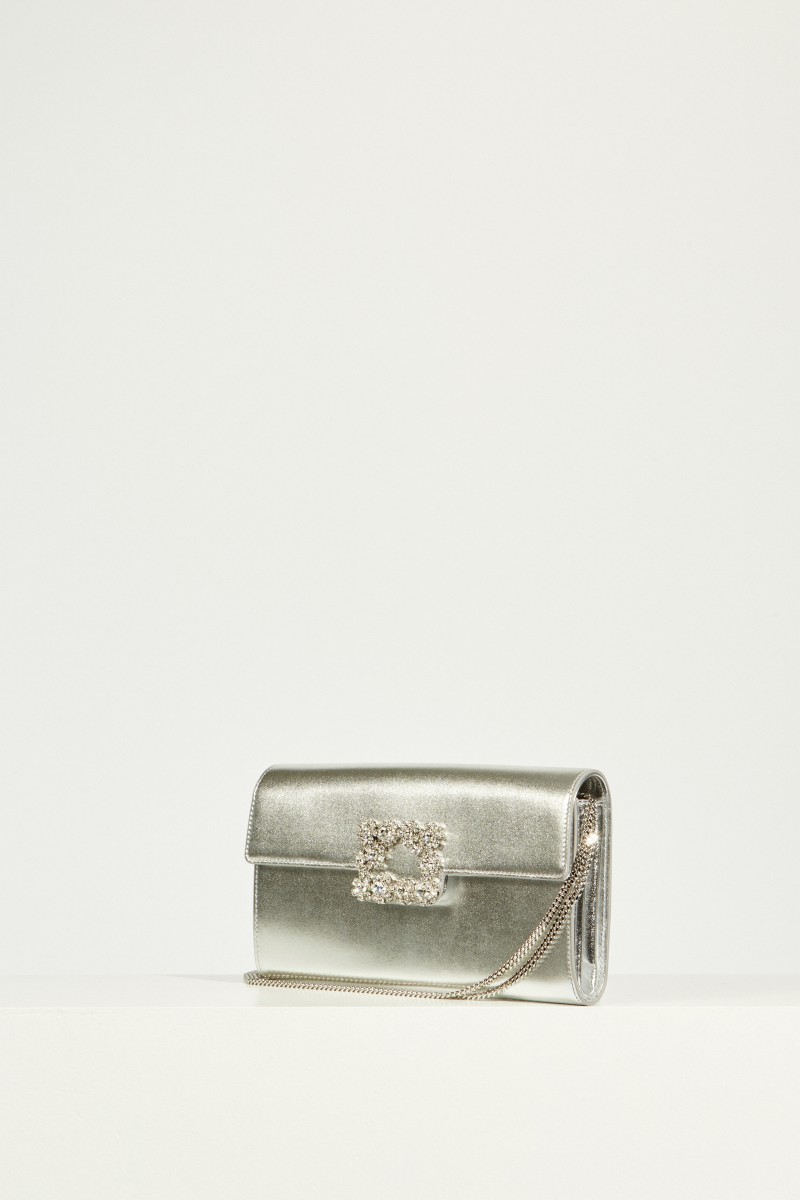 Satin-Clutch Silber