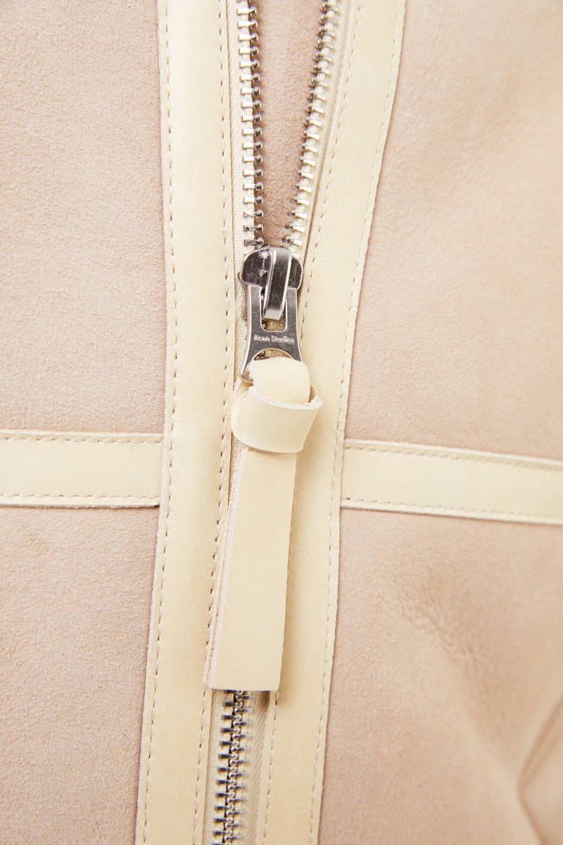 Lammfelljacke im Pilotenstil Sand/Wheat Beige