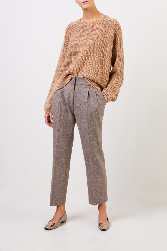 Gabardinehose 'Janna' mit Gummibund Natur