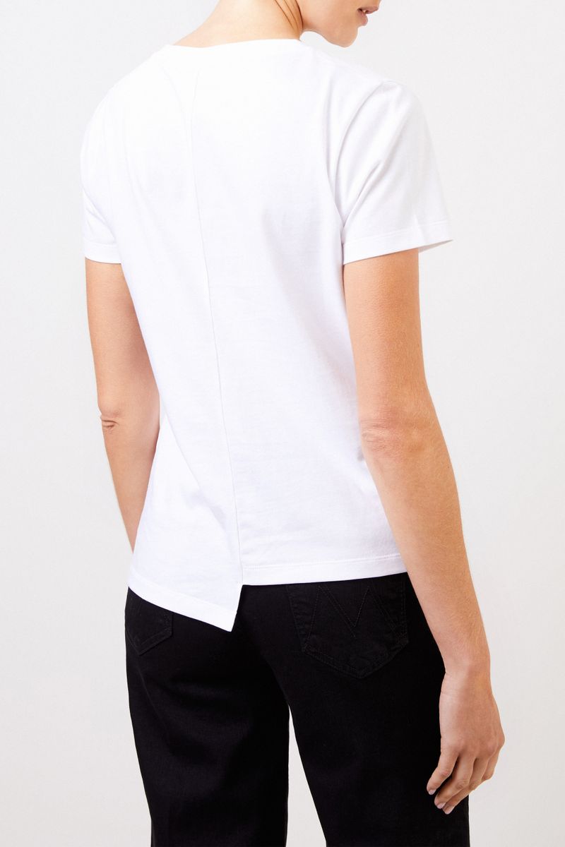 T-Shirt mit frontaler Logostickerei Weiß