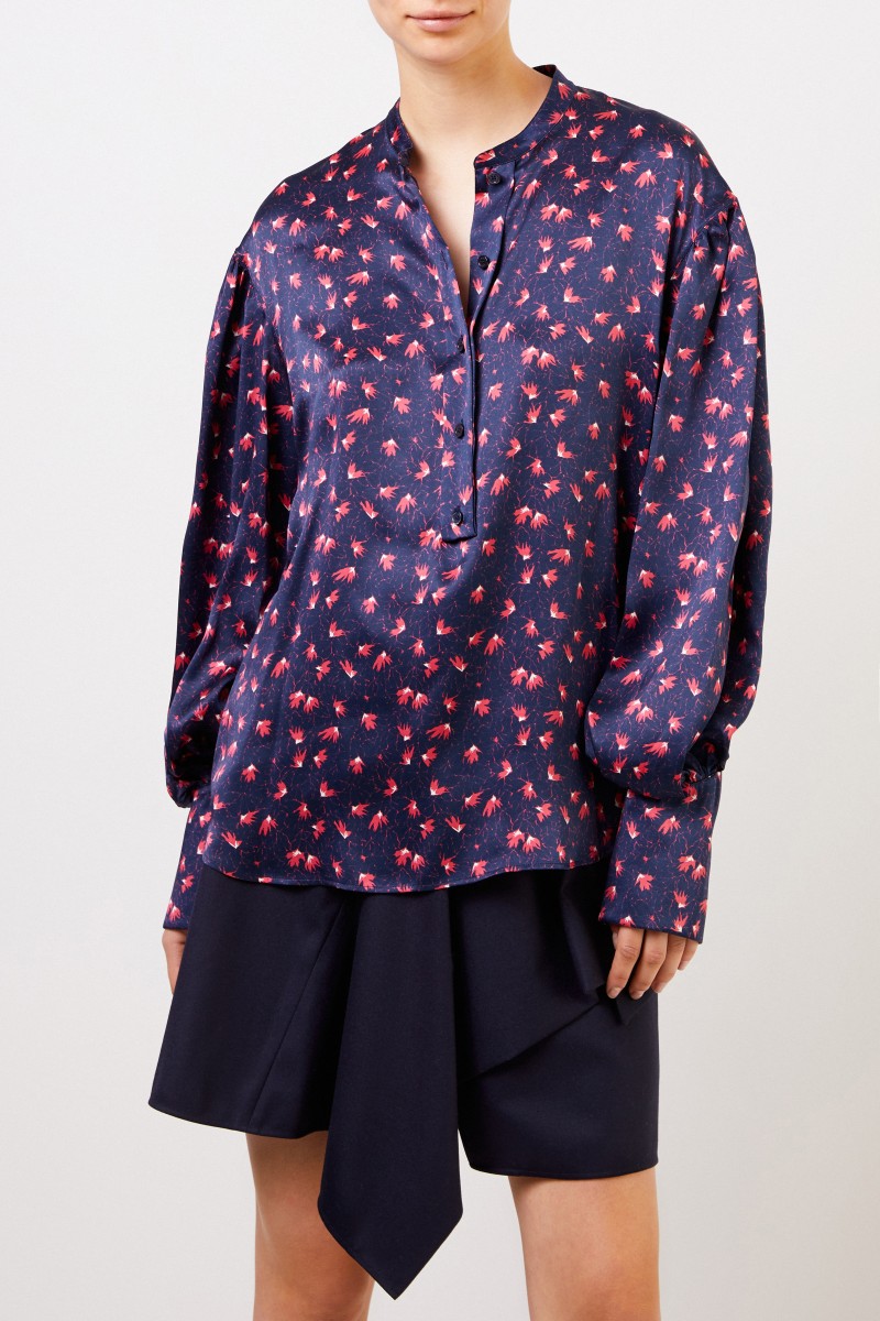 Chloé Seidenbluse mit Print Blau/Pink