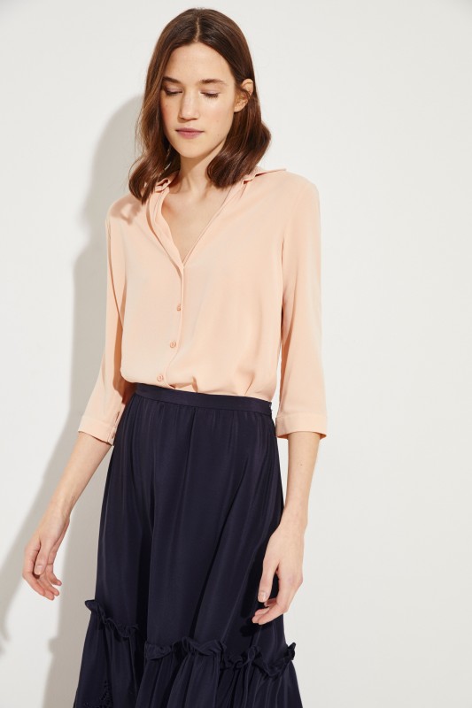Seiden-Bluse 'Adora' mit asymmetrischem Saum Nude