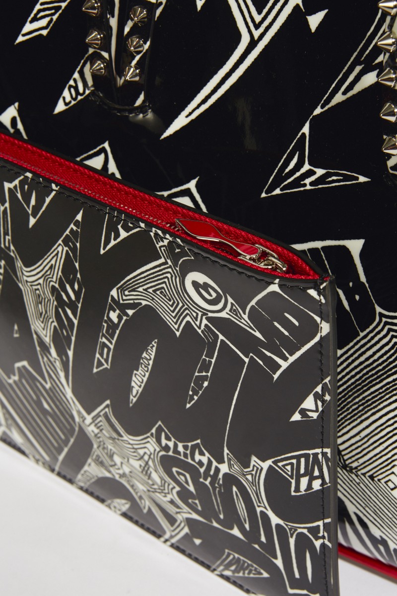 Shopper 'Cabata Small' mit Grafitti-Design Schwarz/Weiß