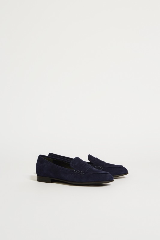 Veloursleder-Slipper 'Romika' Blau