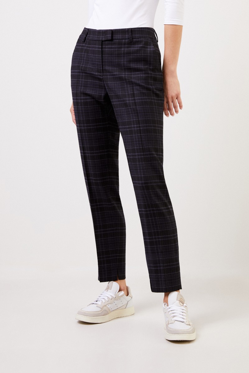 Cappellini Woll-Hose mit Glencheck Blau/Multi