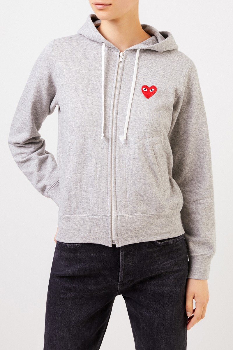 Comme des Garcons Play Sweatshirtjacke mit Herz-Emblem Grau