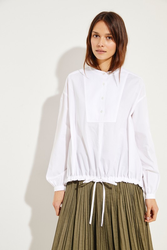 Oversize-Bluse mit Bindedetail Weiß