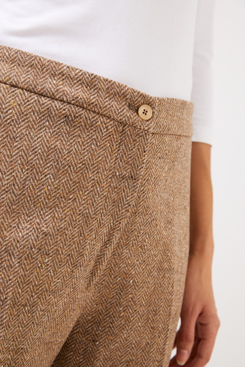 Etro Woll-Hose mit Fischgrätmuster Beige
