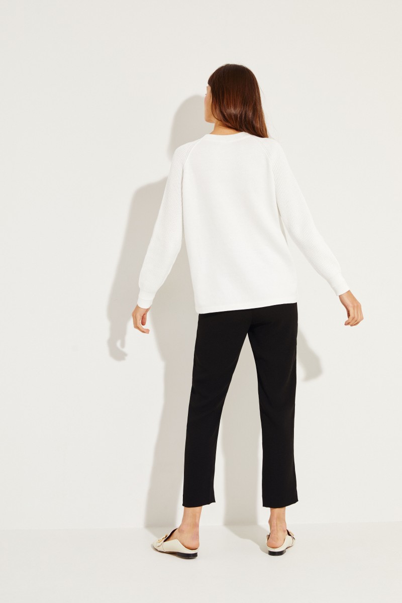 Baumwoll-Pullover Weiß