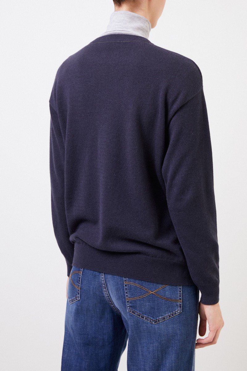 Brunello Cucinelli Klassischer Cashmere-Pullover Marineblau