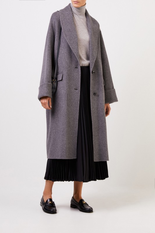Woll-Alpaca-Mantel Grau