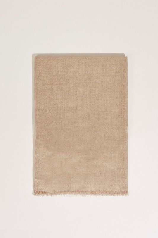 Cashmere-Seiden-Schal mit Lurexfäden Beige