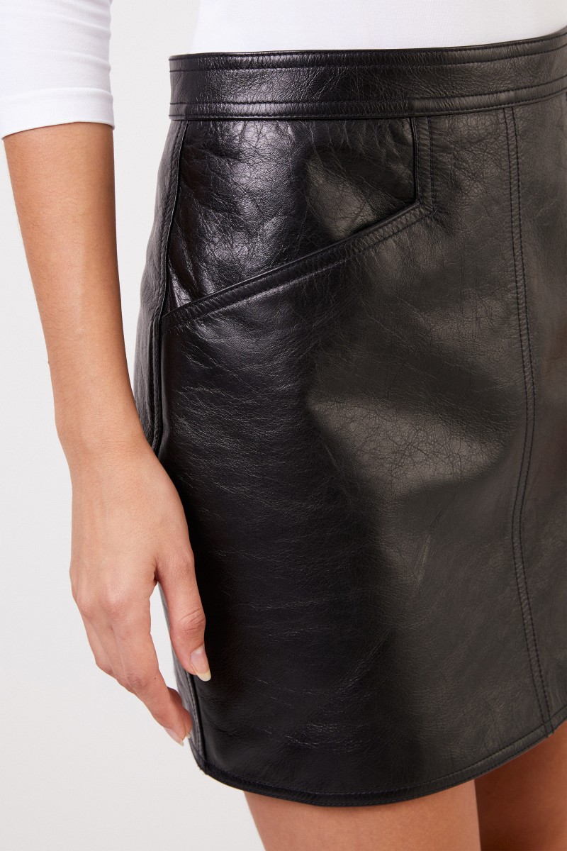 Saint Laurent Kurzer Lederrock Schwarz