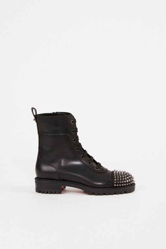 Christian Louboutin Leder-Boots mit Nietenkappe Schwarz