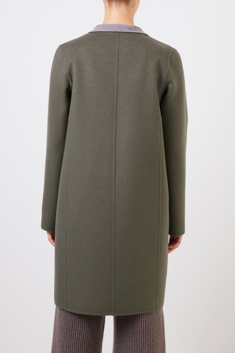 Manzoni 24 Klassischer Cashmere-Wollmantel Khaki