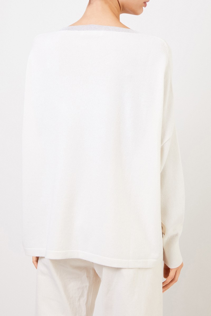 Fabiana Filippi Woll-Seiden-Pullover mit Lurex-Detail Weiß