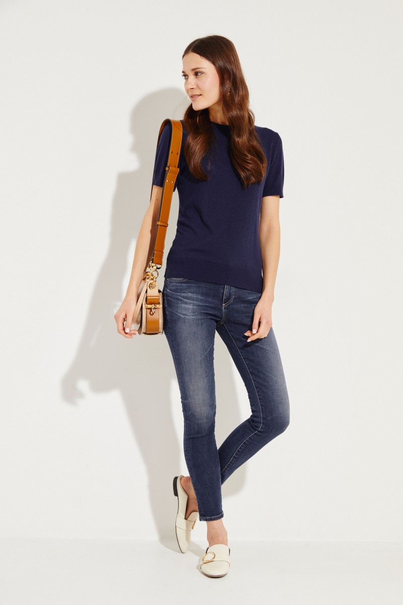 Kurzarm Pullover Blau