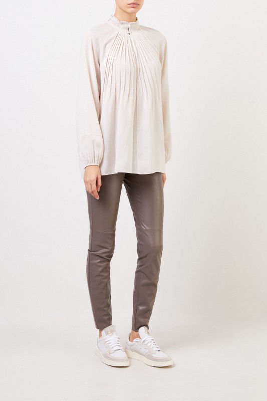 Steffen Schraut Bluse mit Plissee-Details Beige