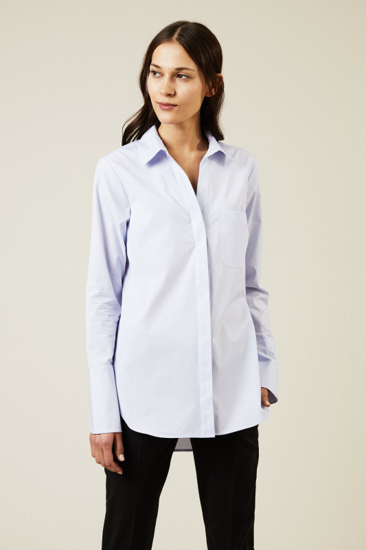 Baumwoll-Bluse 'Lively' Hellblau