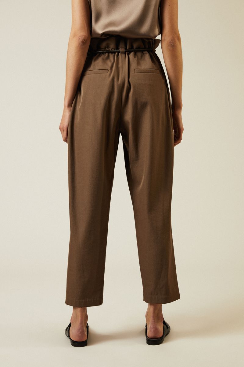 Woll-Hose mit Bindedetail Braun