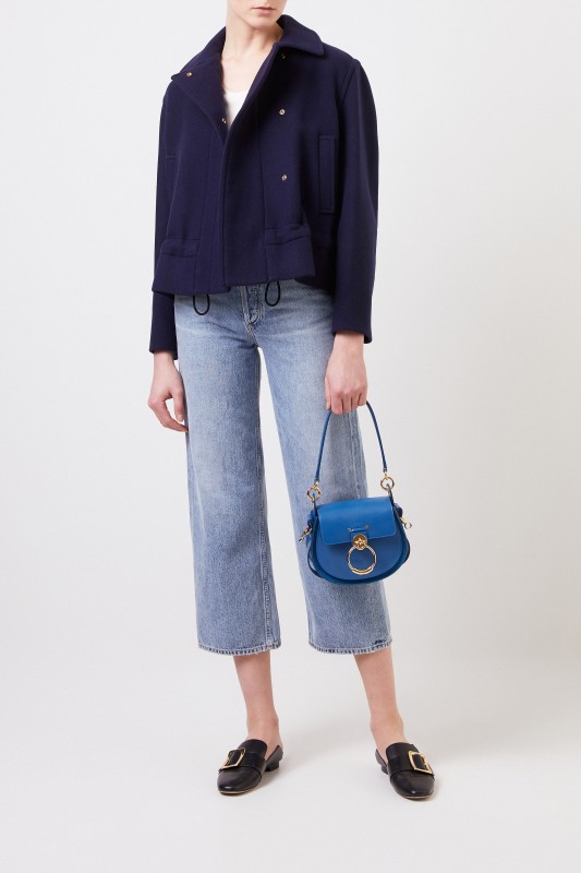 Chloé Kurze Wolljacke Marineblau