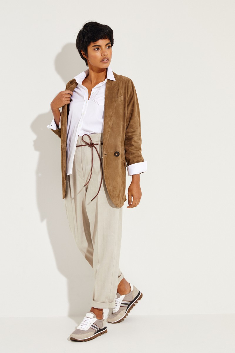 Klassische Bluse mit Perlen-Details Weiß