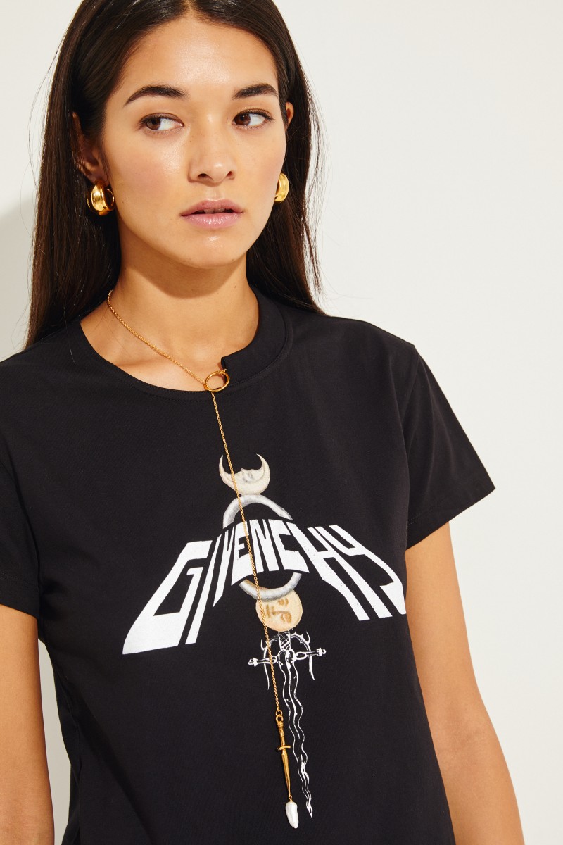 T-Shirt mit Kettendetail Schwarz/Multi