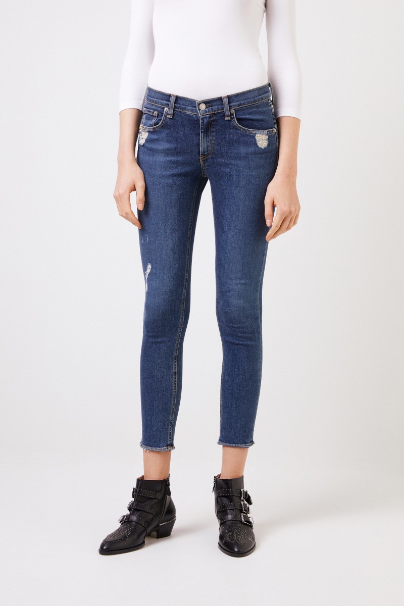 Skinny-Jeans im Used-Look Blau