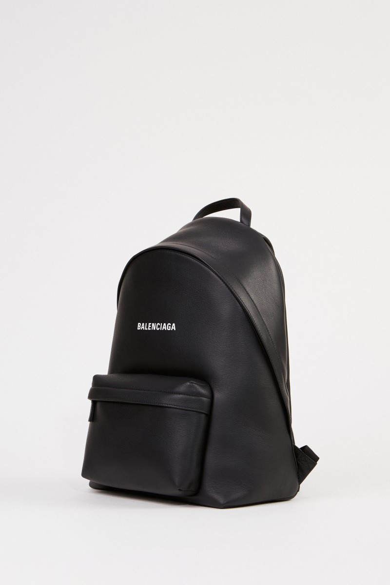 Balenciaga Leder-Rucksack mit Logo Schwarz