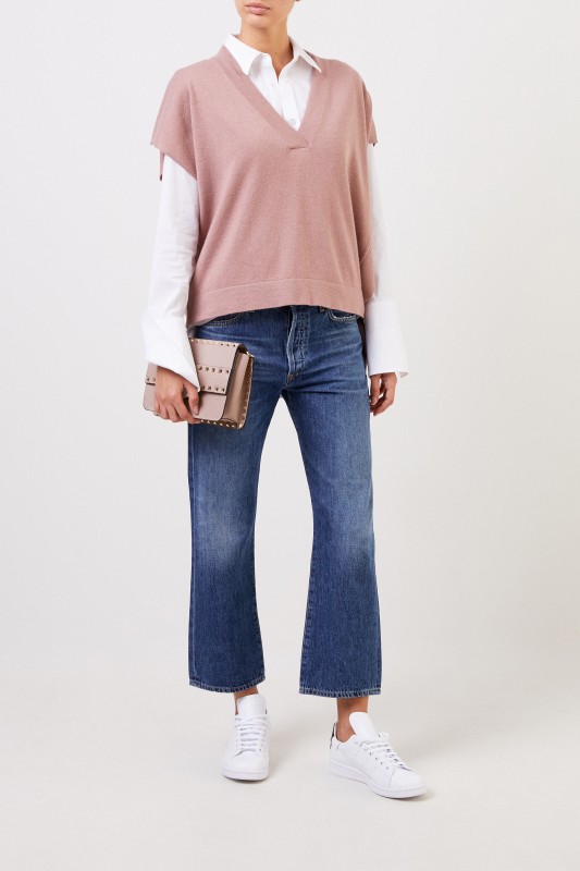 Fabiana Filippi Seiden-Cashmere Pullover Puder