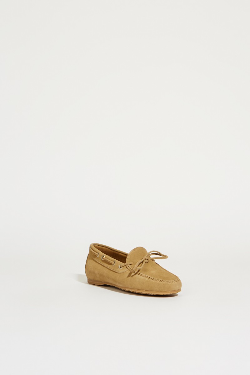 Veloursleder-Schuh Beige