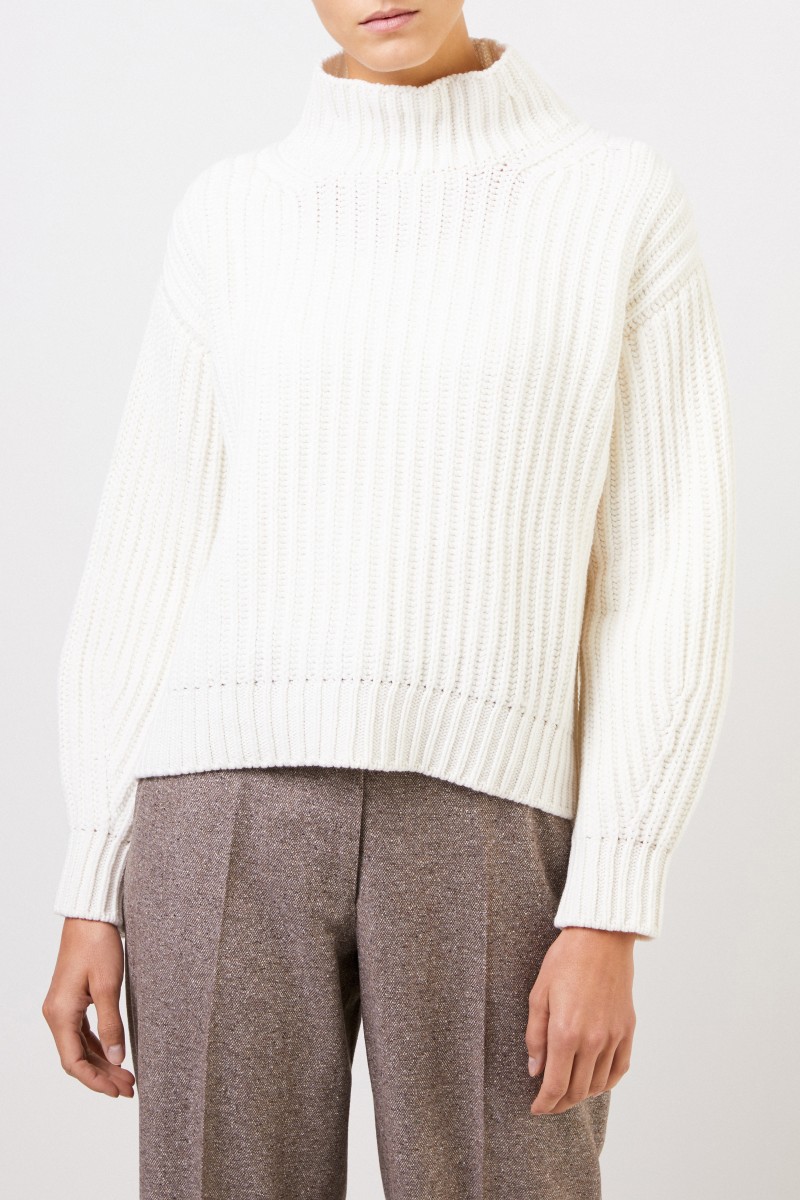 Cashmere-Pullover 'Savrine' mit Turtleneck Ecru