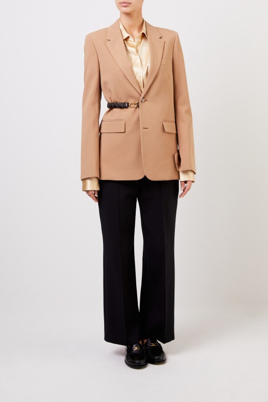 Bottega Veneta Longblazer aus Schafwolle in Beige