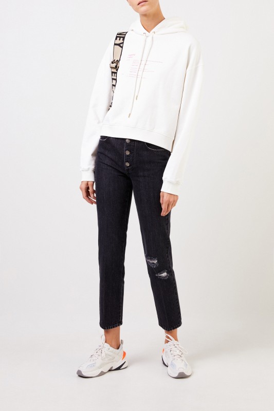 Stella McCartney Cropped Hoodie mit Aufdruck Weiß