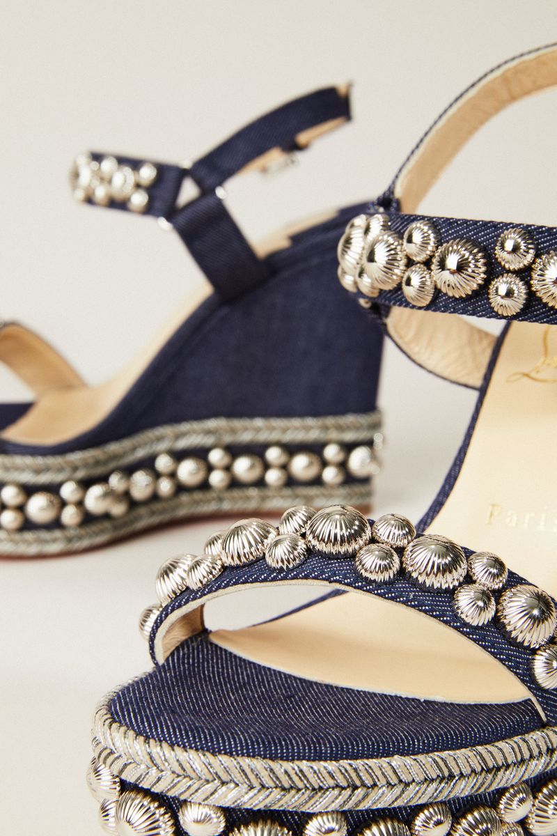 Wedges 'Rondaclou 120' mit Nietenbesatz Denimblau