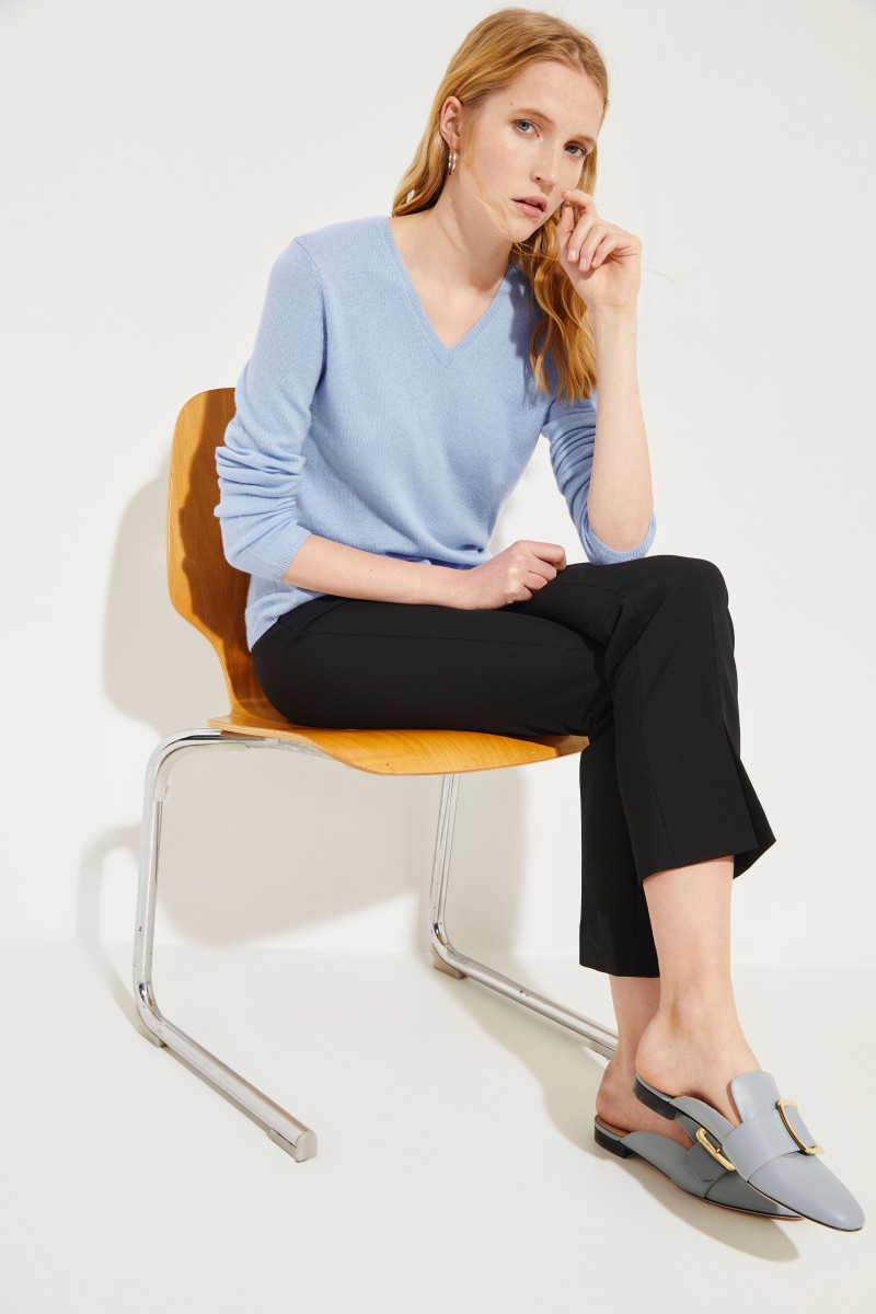 Cashmere-Pullover 'Candice' mit V-Neck Blau