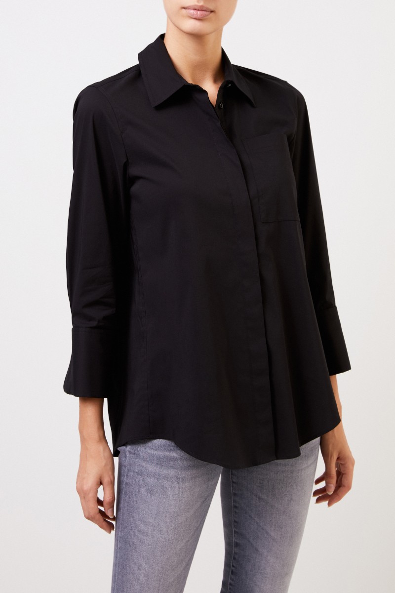 Steffen Schraut Klassische Bluse mit breiten Manschette Schwarz