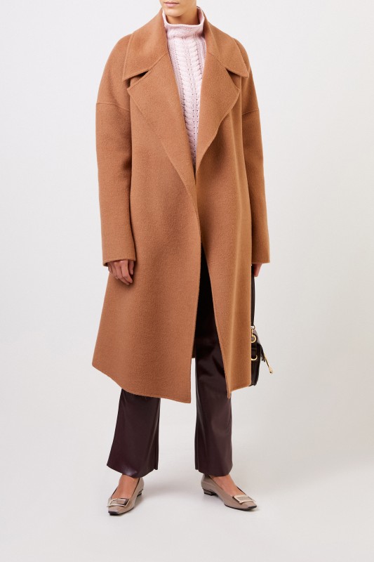 Woll-Alpaca-Mantel 'Benita' mit Gürtel Camel